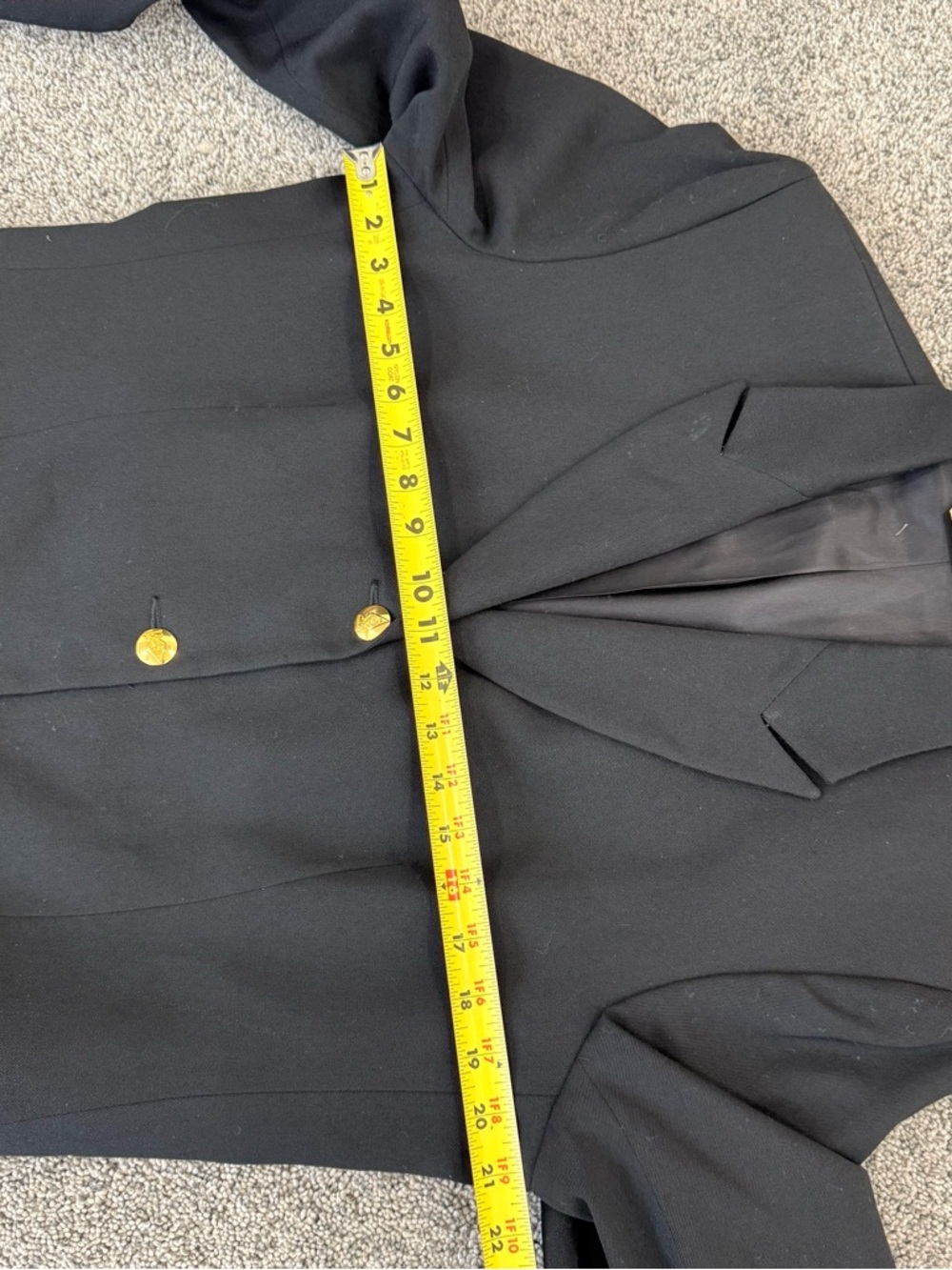 Vintage Austin Reed 100% Wool Black Gold Button Women’s Coat US 14 Made In USA - Picture 6 of 10